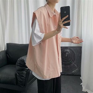衬衫男无袖衬衣马甲坎肩痞帅潮流日系百搭男上衣夏季外套CS77-P28,男装背心/马甲,星座1008
