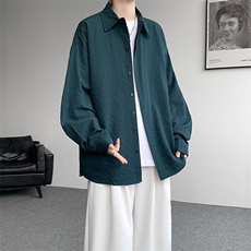 8XL-M泡泡纱盐缩肌理长袖衬衫男夏季冰丝外套防晒衬衣CS29007P40，男装衬衫，电商B312