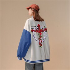 ！秋季新品玫瑰十字架ins潮牌印花棒球服夹克G73-P65控98--，男装夹克，A247A