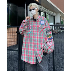2023韩版情侣款衬衣男秋季潮流气质蛇皮纹复古长袖衬衫，男装衬衫，星座716-3