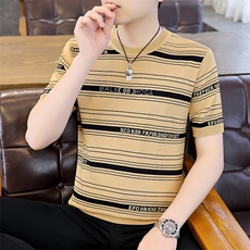 中青年男士短袖t恤时尚休闲夏季2023新款打底衫上衣服圆领体恤男，男装T恤，电商B212（原钱塘6029）