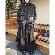 25春夏男士新中式假两件刺绣兰花流光丝光飘逸衬衫CS51-P98无胸针，男装衬衫，电商B288
