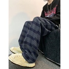 宽松阔腿重磅休闲裤格子拖地裤K0848-P48，男装休闲裤，星座308B-2