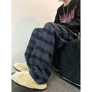 宽松阔腿重磅休闲裤格子拖地裤K0848-P48图片