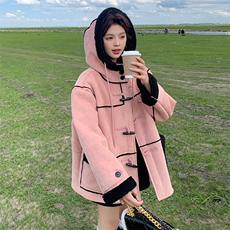 【新款】粉色皮毛一体羊羔毛外套886-P190-K289，女装棉衣/棉服，2C305