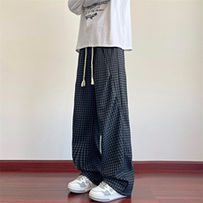 YK86101-P37聚酯纤维美式复古格子休闲裤男秋季直筒裤子，男装休闲裤，电商A086-1