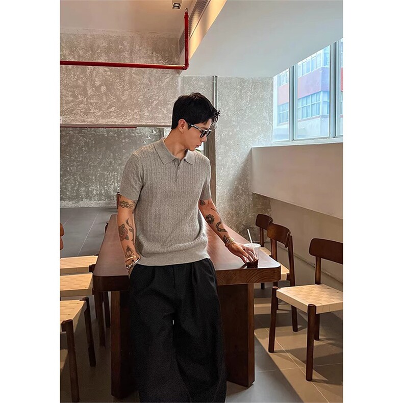 [网图]麻花短袖针织polo衫男夏痞帅弹力T恤翻领X61400-TP48不,男装T恤,电商A102