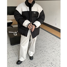 港风立领灯芯绒拼接撞色棉衣男成分：聚酯纤维8718P128控168，男装棉衣，星座227-7