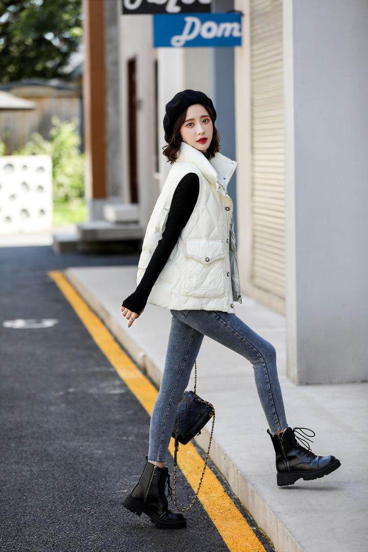小香风羽绒马甲 90白鸭绒，女装马甲，衣佳佰分