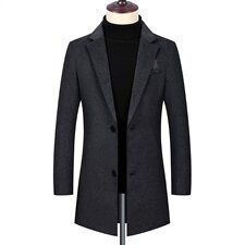 新款50%毛呢中长款风衣男秋冬绣花大码外套毛呢大衣男1961-P170，男装毛呢大衣，星座217-4