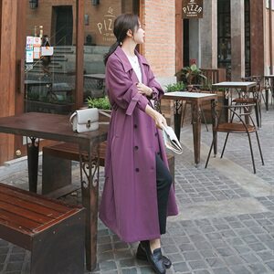 新款大货已出主推款风衣葡萄紫外套087,女装风衣,柒柒家