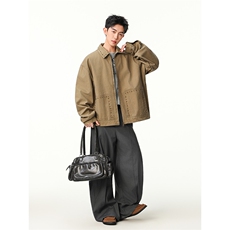 水洗牛仔外套男款春季美式痞帅上衣服宽松休闲工装夹克JK1315-P98，男装工装外套，星座1103-3