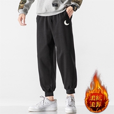 K12055-P40加绒P50束脚纯棉运动裤男士休闲裤大码宽松卫裤男，男装休闲裤，电商A040A