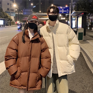情侣装冬装 港风pu软皮刺绣棉服 棉衣休闲加厚外套女 G1108 P128图片