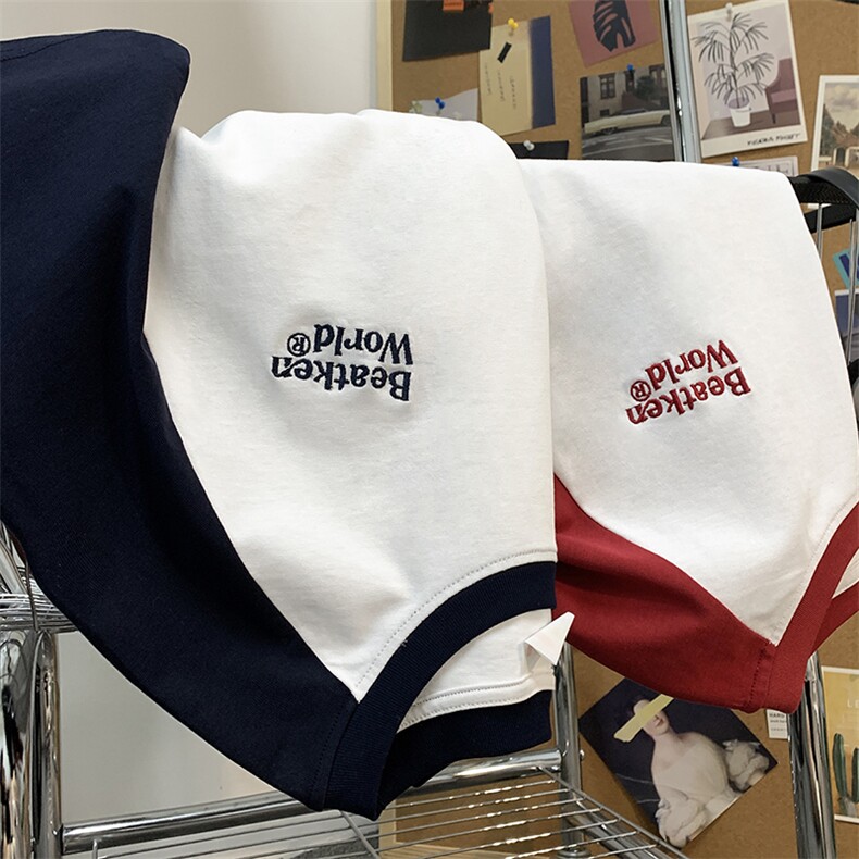 高点击插肩袖刺绣港风宽松短袖男T恤X416b-1-DT503-P40限58,男装T恤,星座416B-1