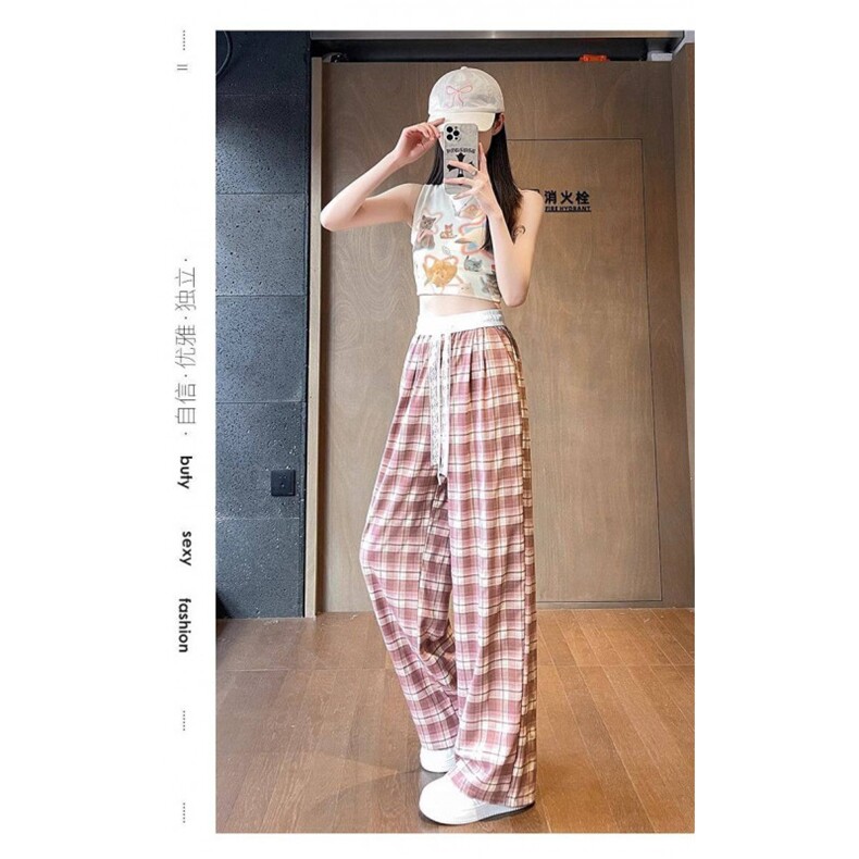 AK2316-P40夏季薄款2026新款慵懒风高腰宽松显瘦休闲直筒裤图片