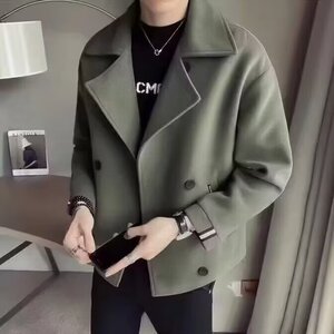 高级感短款毛呢外套男士2025秋冬装新款时尚洋气休闲西装呢子大衣图片