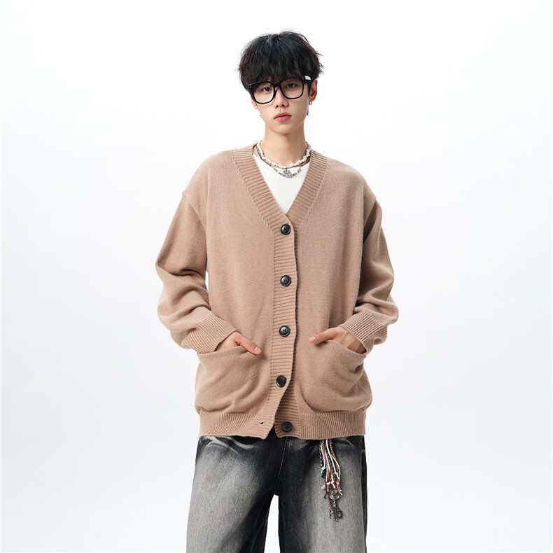 8XL-M大码V领开衫毛衣外套男日系复古宽松慵懒风针织衫KS002p55,男装针织衫/毛衣,电商B312