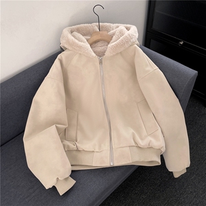 座山雕连帽棉服男加绒加厚皮衣棉衣美式潮牌情侣外套M0318-P110图片