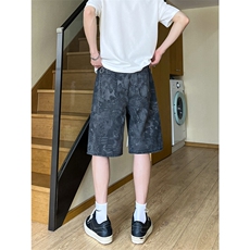 夏季美式复古蛇纹迷彩五分工装牛仔短裤男女K5918-特P35控59，男装牛仔裤，星座205