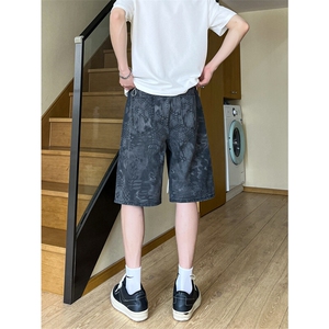 夏季美式复古蛇纹迷彩五分工装牛仔短裤男女 K5918-特P35 控59图片