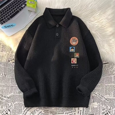 英伦高级感慵懒风毛衣男新款青少年polo领上衣潮流宽松针织衫外套，男装针织衫/毛衣，星座1210-1