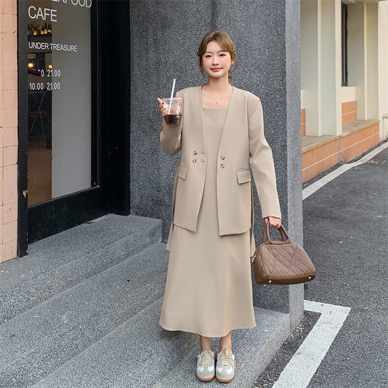 [现货】新款西装吊带连衣裙两件套A853P165K228,女装套装/套裙,2C269