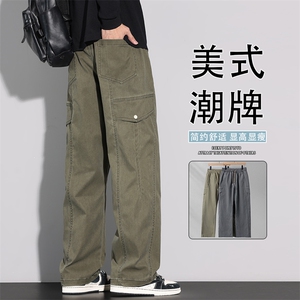 2026新款直筒工装休闲裤男青少年百搭男士简约工装裤K6675-P55图片