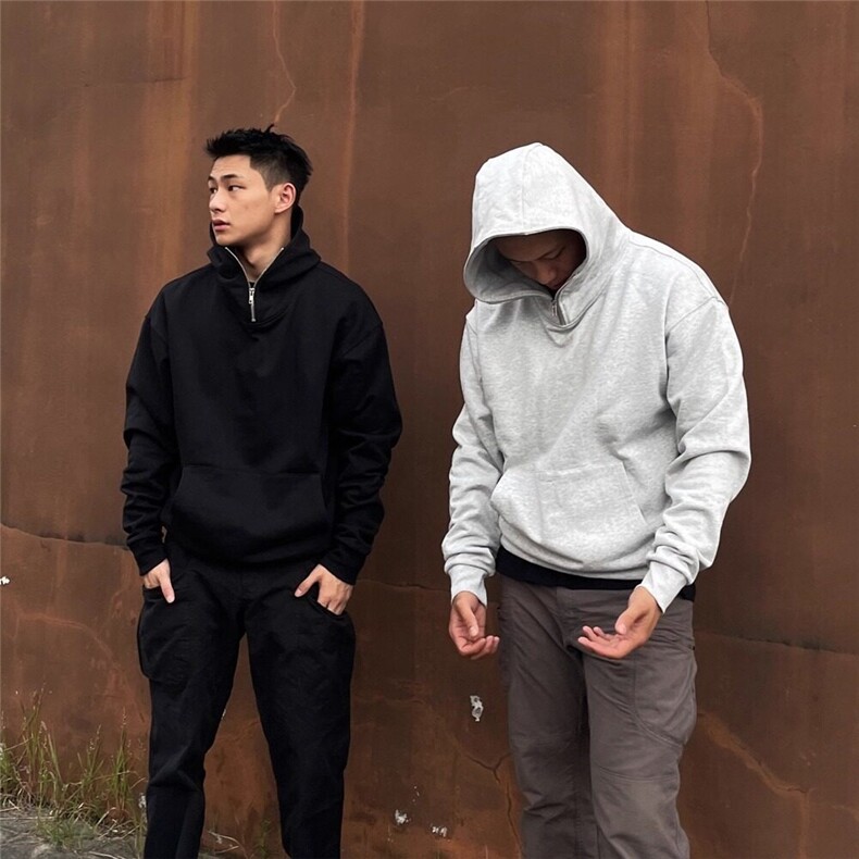 W8019-P60网络图春季红拉链连帽纯色卫衣高品质现货,男装卫衣,星座1608-2