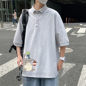 PL57152-P35 翻领短袖polo衫男大码胖子半袖t恤男有领保罗衫 模特图片