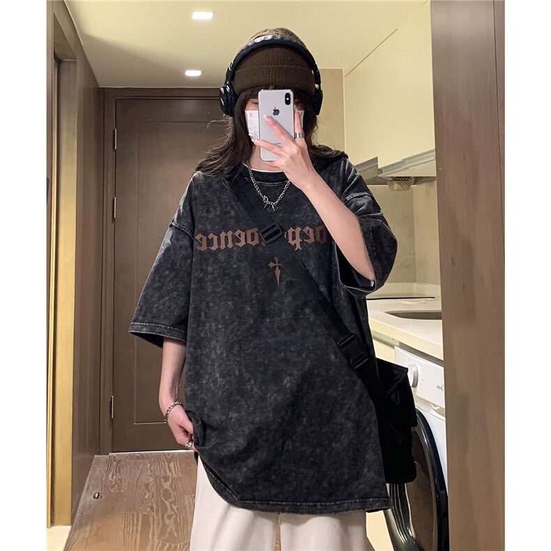 中性2026夏装水洗做旧复古短袖T恤男女装美式潮牌夏季半袖S177P38图片