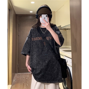 中性2026夏装水洗做旧复古短袖T恤男女装美式潮牌夏季半袖S177P38图片