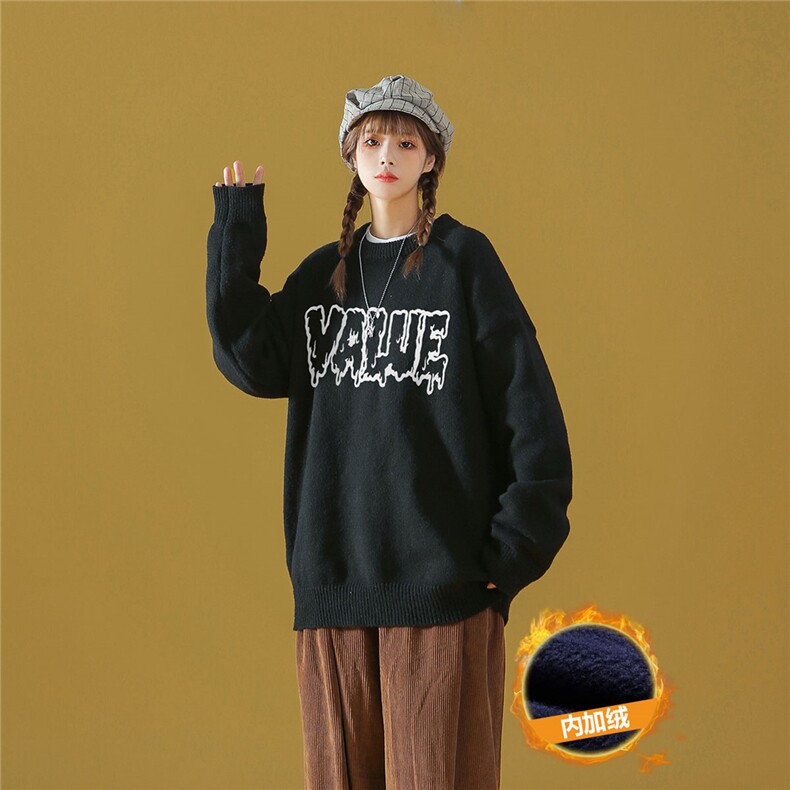 中性22秋/冬潮流字母休闲百搭圆领套头毛衣M1045P50加绒60控68-78，男装针织衫/毛衣，A247A