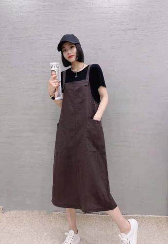 两件套麻料连衣裙，女装连衣裙，依伊贝诺