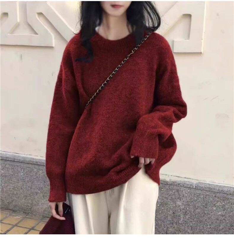 2025年秋季时尚百搭通勤简约休闲圆领宽松羊毛衫，女装羊毛衫，佳弈羊绒