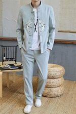 风套装男青年春秋长袖外套休闲两件套中山装唐装TZ717-P105，男装套装，星座1206（原A206）