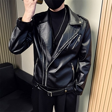 男士西装领皮衣秋季新款韩版修身潮流夹克A368-QY6023-P118，男装夹克，电商A368
