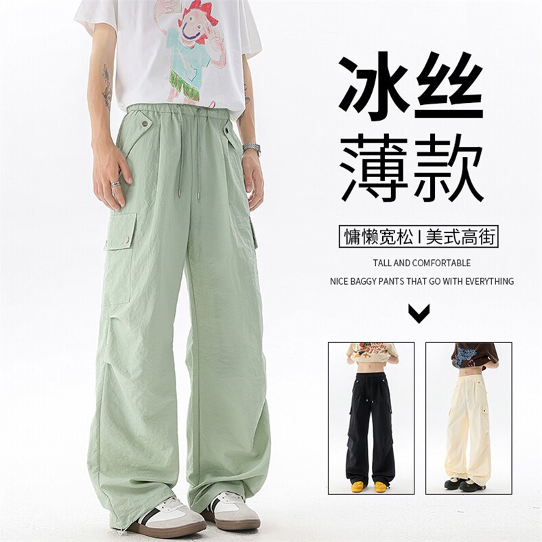 美式阔腿降落伞兵工装裤男夏季冰丝薄款防晒冲锋登山裤子KZ055P50图片
