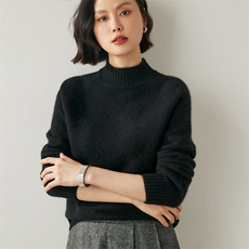 轻奢高端山羊绒衫女半高领王菲同款加厚宽松针织衫秋冬毛衣，女装羊绒衫，绒创羊绒