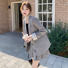 蕾丝拼接小香风套装裙女2025春季新款高级感气质名媛半身裙两件套，女装套装/套裙，1D102-1