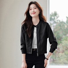 2025早春秋季新款小个子外套皮夹克女装短款衣服时尚休闲上衣开衫，女装皮衣，潮流依族