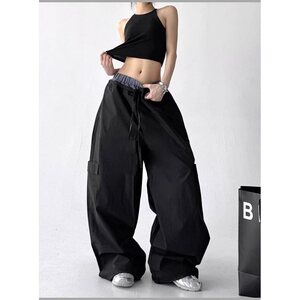 复古工装裤女2025夏宽松慵懒风直筒阔腿休闲运动裤 KZ115图片