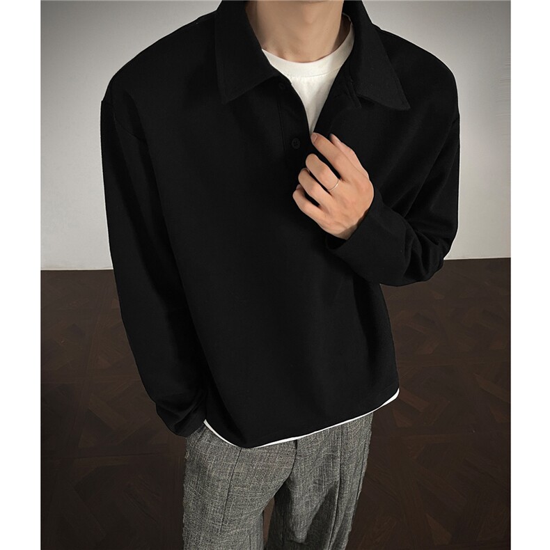 25秋装新品 珠地棉假两件polo衫男长袖T恤打底衫 H1117 特P39图片