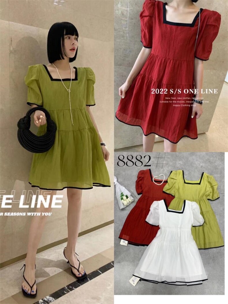 夏季彩色系欧货连衣裙，女装连衣裙，蔓绱(3F)