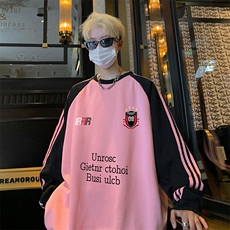 粉色拼黑色袖