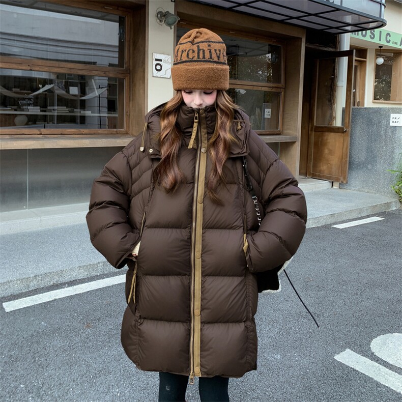 简约风女装女士精品羽绒服2026年冬季有帽不可拆90白,女装羽绒服,2C011