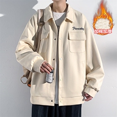冬新加棉加厚休闲麂皮绒棉服男多口袋翻领保暖夹克J611J加棉-P85，男装棉衣，电商A001