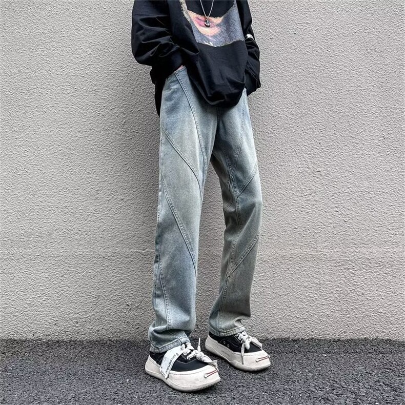 牛仔裤男秋季潮大码休闲裤子高街N8145P42,男装牛仔裤,星座1116-2