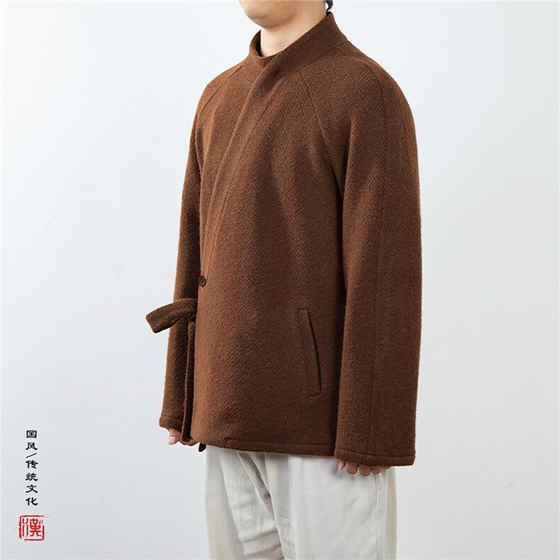 冬装新款风男装改良斜襟汉服外套HW206P140,男装民族服装,钱塘802