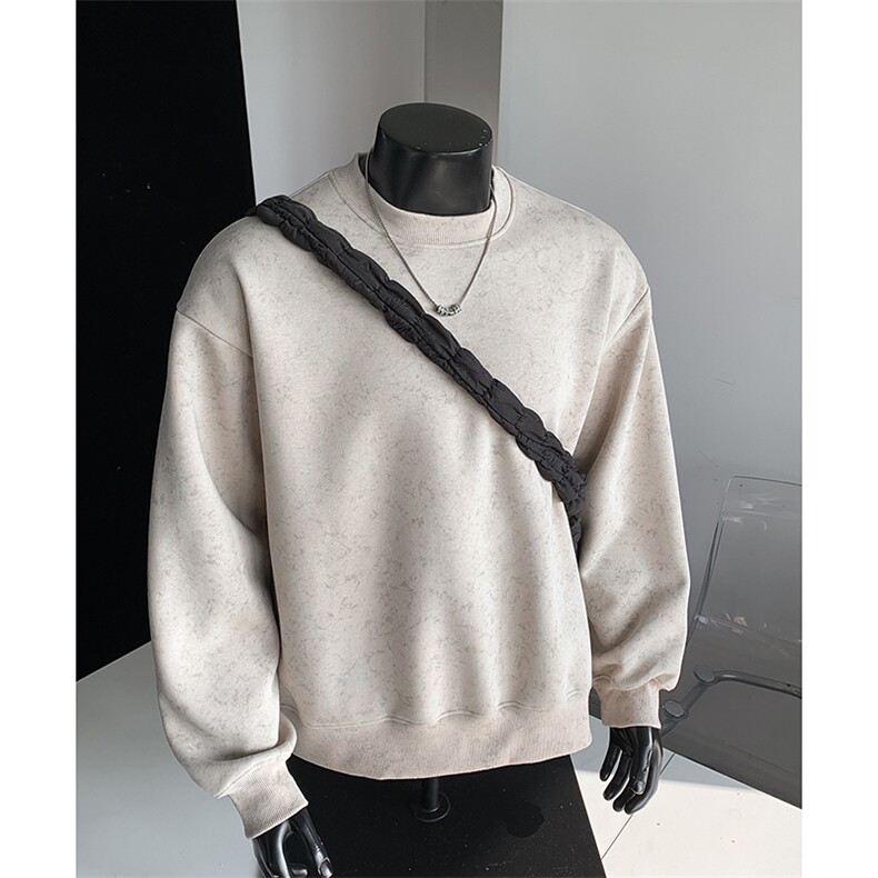 重磅65棉无帽绳450克水洗扎染圆领卫衣硬挺外套男RH5309-P41，女装短外套，星座610B-1